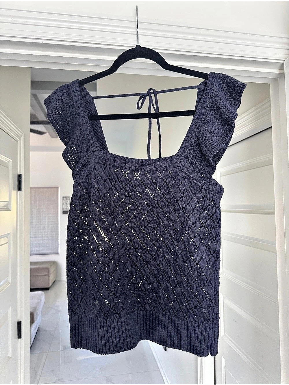 Free Assembly Geometric Knit Tank in Navy Small Like New